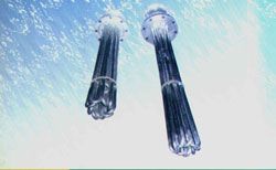 Dos resistencias blindadas de inmersión con brida y varias vainas de acero inoxidable